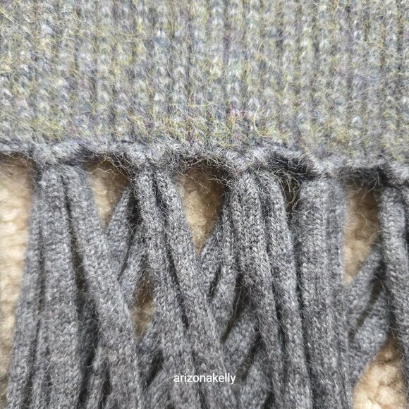 {{{Thick}}} Cashmere Wrap Birdseye Knit Green/Grey Symphony - Picture 9 of 16